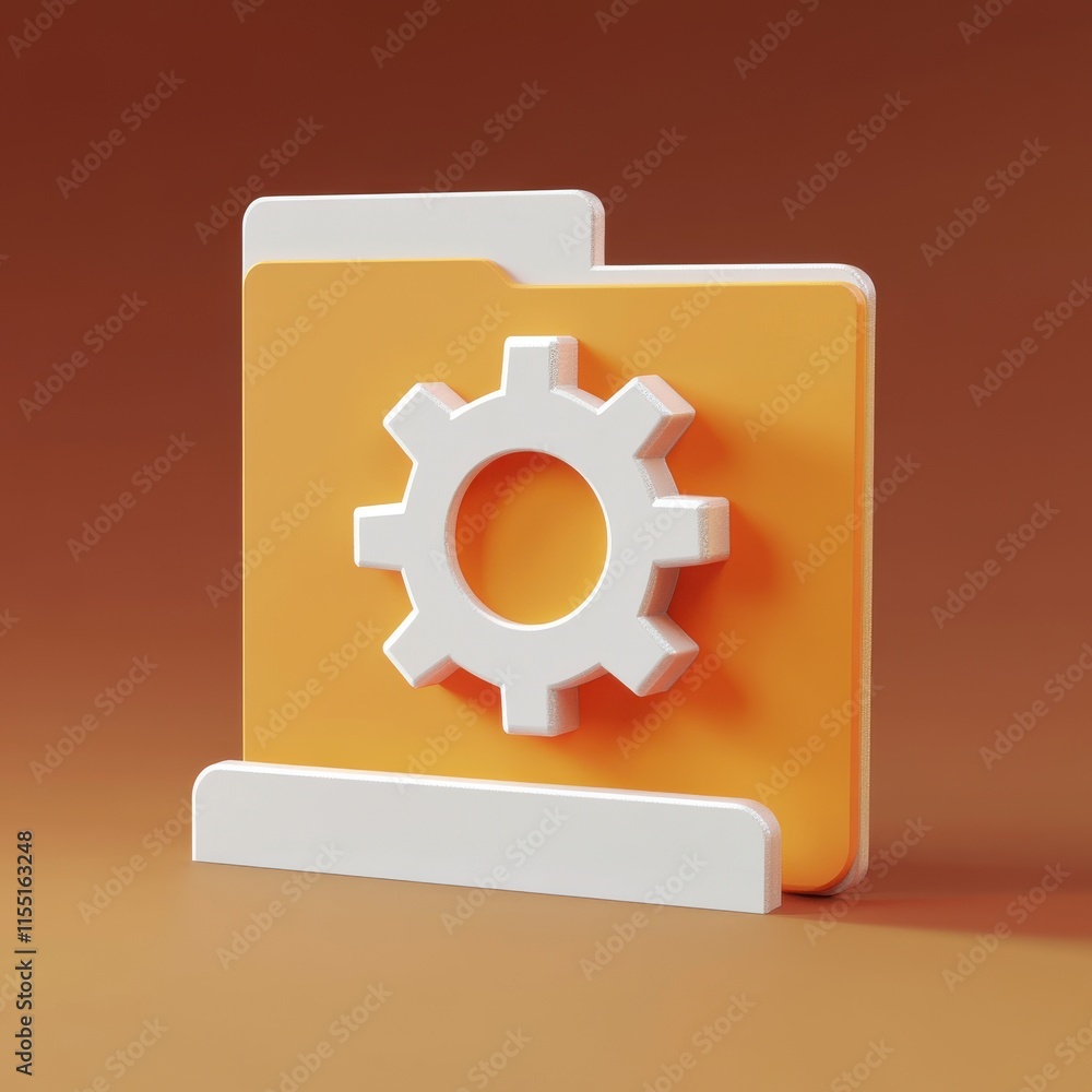 Poster a 3d representation of a folder with a gear icon, symbolizing organization and settings in a digital