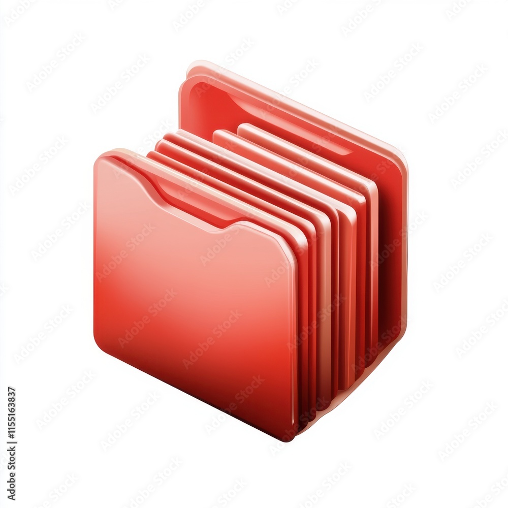 Poster a stack of vibrant red file folders, symbolizing organization and creativity.