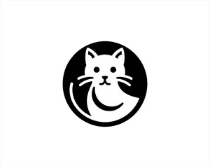 Cat logo design icon symbol vector template. Silhouette cat illustration
