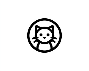 Cat head icon. Cartoon Cat face. Vector illustration. Silhouette simple. Animal Logotype concept. Cat Logo design template.