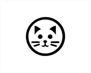 Cat head icon. Cartoon Cat Face. Vector illustration. Silhouette simple. Animal Logotype concept. Cat Logo design template.