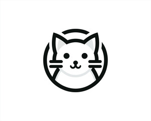 Cat logo vector. Silhouette simple. Flat style. Black cat icon logo. Logo design template. Vector illustration.
