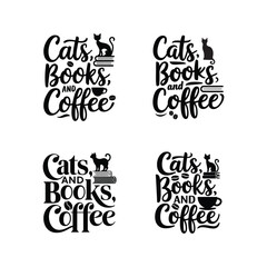 Cats Books and Coffee bundle typography t-shirt design