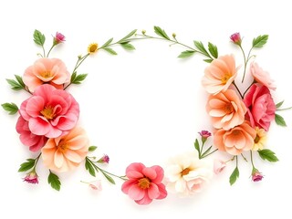 Circle floral frame isolated on white background