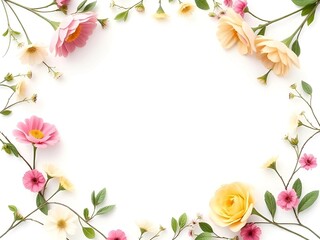 Circle floral frame isolated on white background