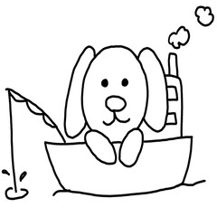 Dog with ship
