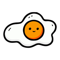 cute fried egg food meal sticker trendy lifestyle vector illustration template design
