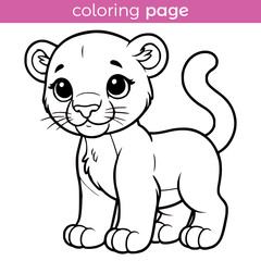 coloring page for kids cute panther wild animal vector illustration template design