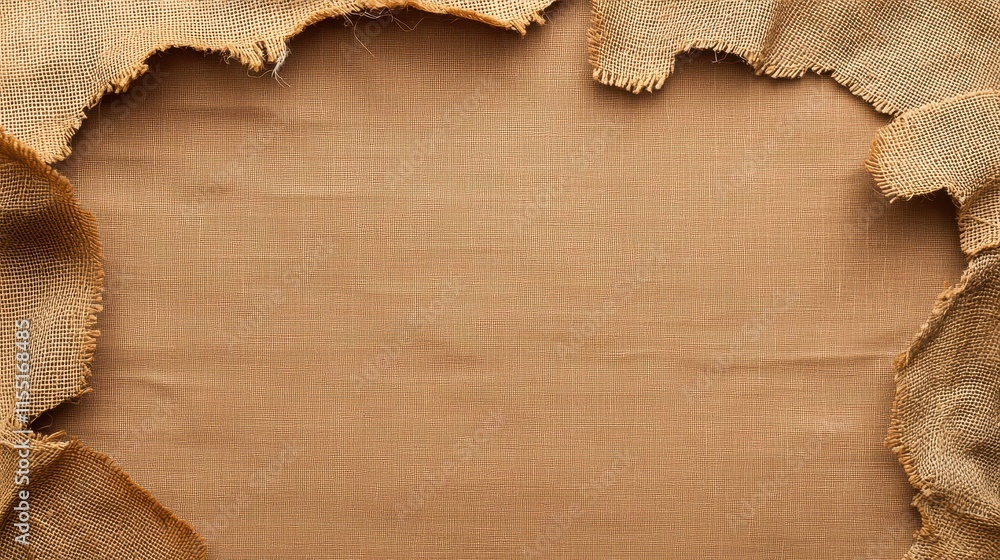 Poster defects on pieces of work concept, torn fabric surface with visible threads and signs of wear in nat