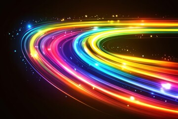 Rainbow Light Trails on Black Background