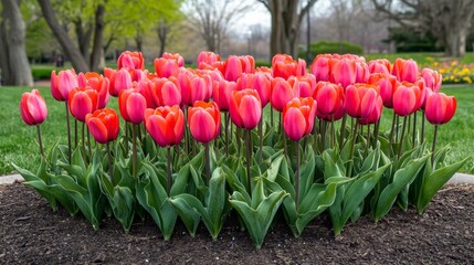 Vibrant Spring Flowers in Natural Park Setting