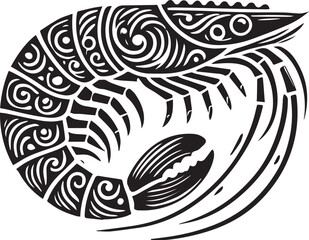 Obraz premium black Shrimp logo vector, Shrimp vector icon, Shrimp vector art illustration, Shrimp silhouette vector black and white