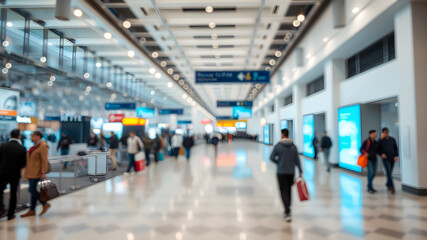 Blur airport interior design. Generative AI