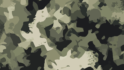 Fototapeta premium Seamless military camouflage fabric pattern. military camouflage on green, cream, black fabric design. Camouflage pattern cloth texture background. Camouflage army seamless vector pattern for print