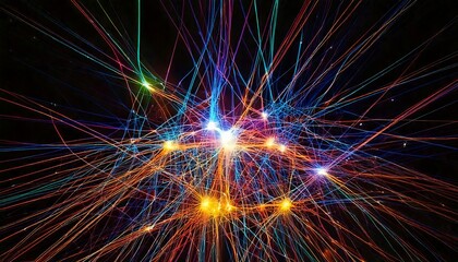 Fototapeta premium A Futuristic Visual Representation of a Neural Network, with Glowing Nodes Connected by Dynamic Lines