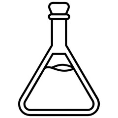 Chemistry Flask Line Art Vector Illustration