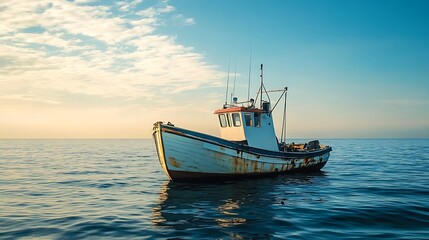Fototapeta premium Fishing boat at sea. Concept of fishing, maritime, and ocean.