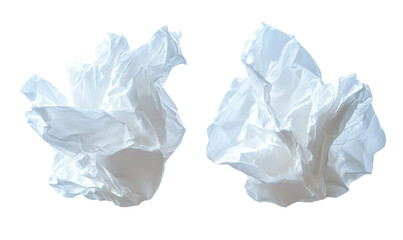 white crumpled tissue paper on white background