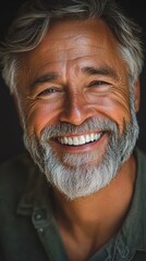 Portrait of smiling bearded senior man showing perfect teeth