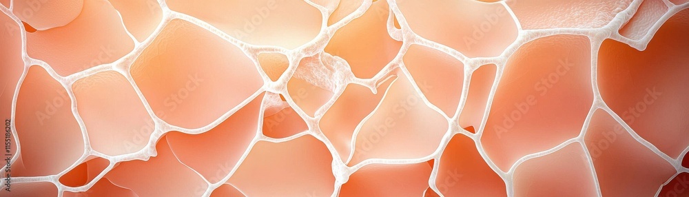Aufkleber a close-up view of abstract, textured cells with soft peach and orange hues, highlighting a natural 