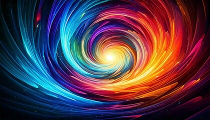 Abstract Vortex Swirl of Radiant Colors Cyan, Magenta, and Yellow with a Glowing Center