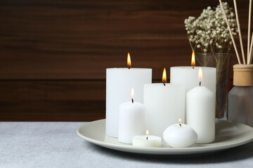 Beautiful composition with candles on the table
