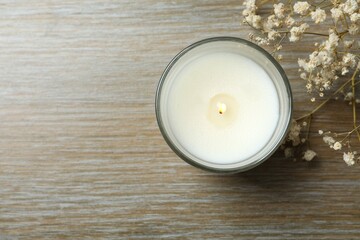 Beautiful composition with candle on the table