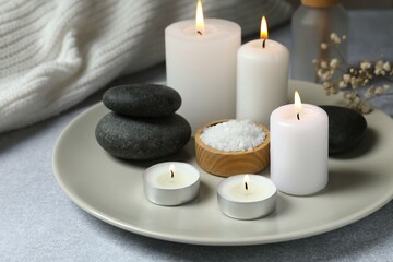 Beautiful composition with candles on the table