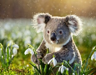 Obraz premium Mit Schneeglöckchen auf einer Wiese