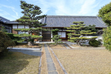A Japanese temple : a scene of the Japanese garden in a subordinate one in the precincts of Kumeda-dera Temple in Kishiwada City in Osaka Prefecture　
