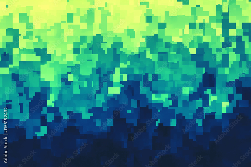 Poster abstract pixelated interlaced green blue 8 bit cyber retro game glitch tv static pixel noise texture
