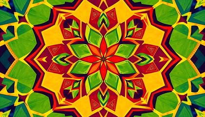 Vibrant Geometric Kaleidoscope Abstract Art Design