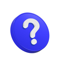 blue question mark icon with circle button icon 3d render