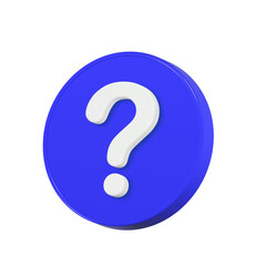 blue question mark icon with circle button icon 3d render