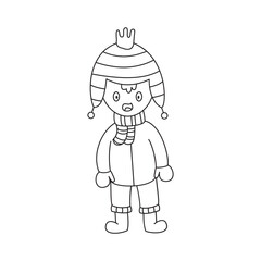 Winter Cartoon Character Line Art