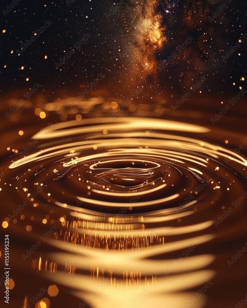 Poster liquid mocha mousse with golden ripples artistic shot abstract background warm tones macro view flui