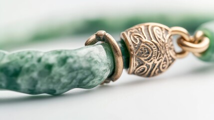 Obraz premium Elegant Jade Bracelet with Intricate Clasp Design