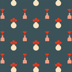 pattern flowers in a pot illustration retro plant colors
