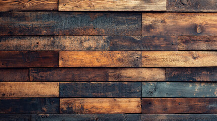 Naklejka premium Rustic Wooden Planks Wall with Natural Textures and Warm Tones Ideal for Interior Design and Home Decor Backgrounds or Custom Furniture Projects