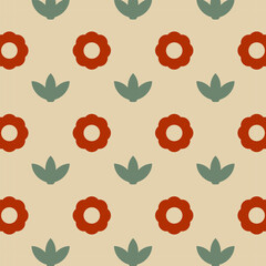 pattern illustration geometric shapes flowers plants retro colors cover design