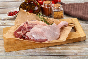 Delicous raw duck leg for cooking