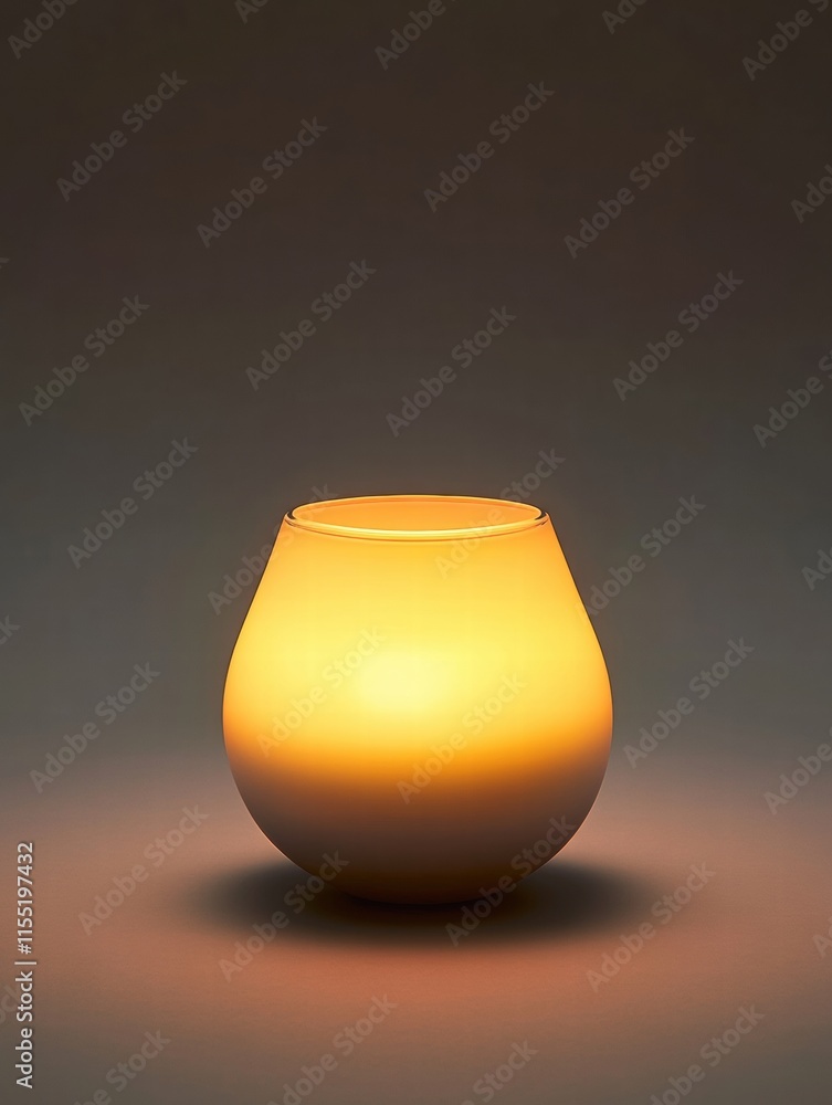 Poster soft glow from a single lit candle creating a warm atmosphere in a dimly lit room at night. generati