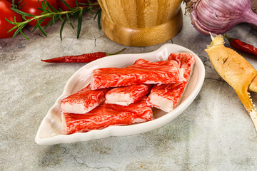 Red crab meat stick surimi