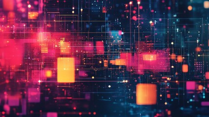 Colorful Geometric Digital Background, Generative AI