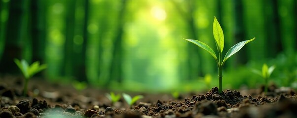 Bamboo shoots emerging from the ground in a Kyoto forest, rural japan, bamboo shoots, forest