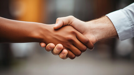 A businessman shakes hands in a gesture of partnership and collaboration