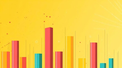 Stylized upward trending bar graph representing business growth on a yellow background during a bright day