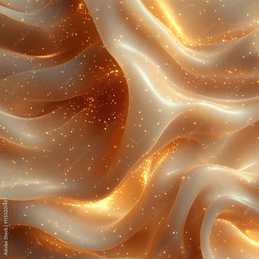 Aufkleber abstract flowing mocha mousse curtains with sparkling effects digital art warm environment soft view