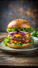 Hamburger on a plate