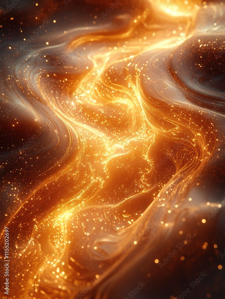 Poster dynamic abstract mocha mousse patterns melting in a vibrant space digital art ethereal environment c